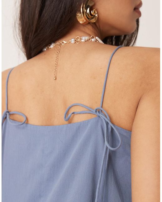 ASOS Blue Dropped Waist Midi Dress