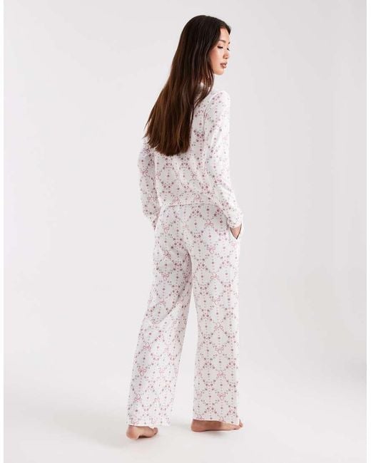 Hollister Pink Low Rise Wide Leg Pyjama Bottoms Co-ord