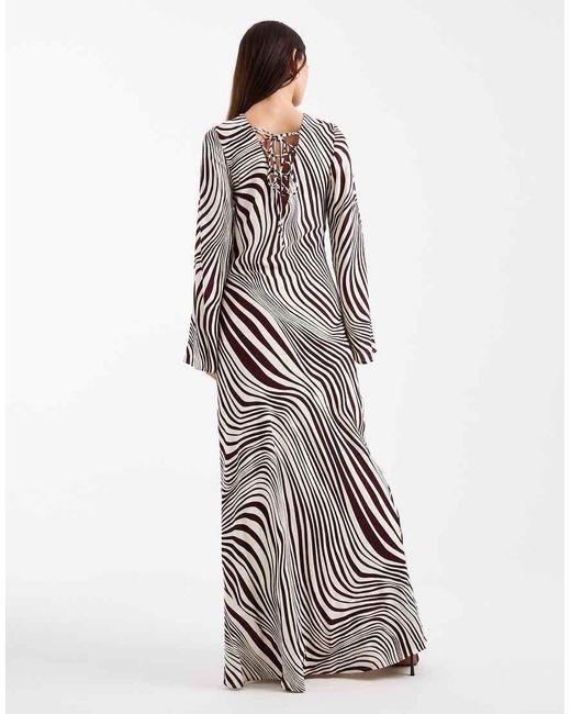 French Connection White Long Sleeve Maxi Dress With Fluted Sleeves