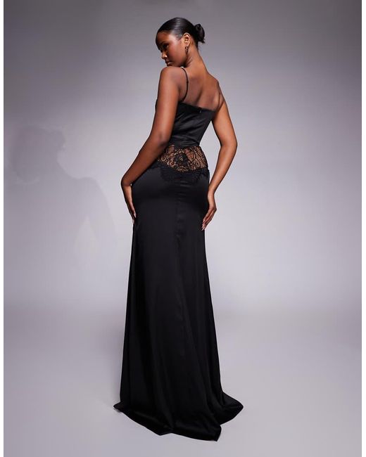The Dolls House Black Dolce Satin Maxi Dress