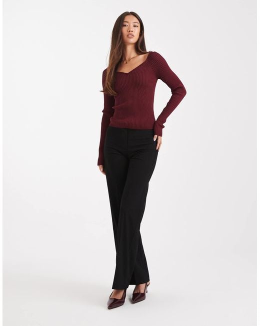 ASOS Purple Knit Structu V-neck Top