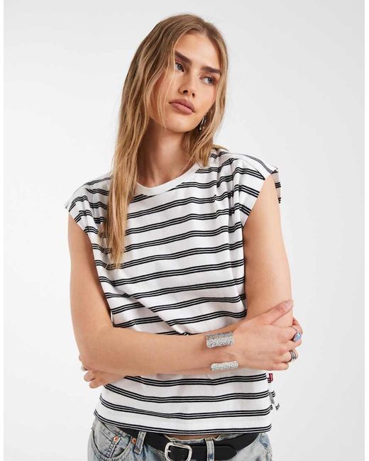 Levi's White Striped Tank Top