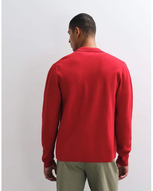ASOS Red Relaxed Compact Knitted Over Shirt for men