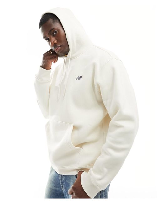 Sudadera con capucha y logo pequeño New Balance de hombre de color White