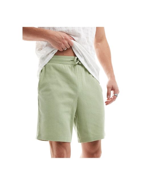 ASOS Green Slim Waffle Shorts for men