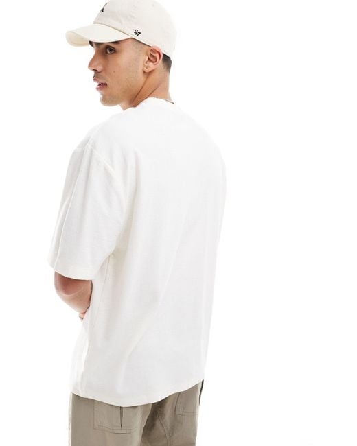 ASOS – locker geschnittenes bouclé-t-shirt in White für Herren