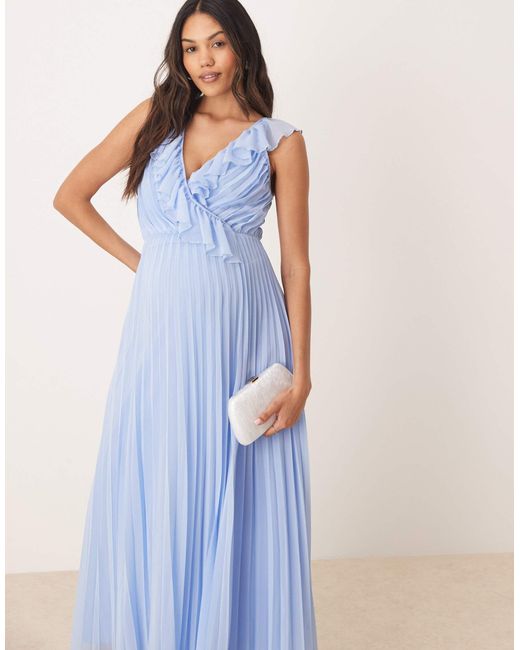 ASOS Blue Asos design maternity – plissiertes midikleid