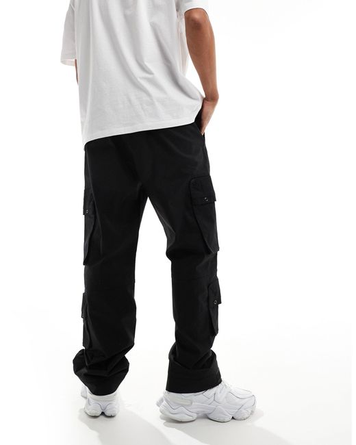 Pantalon cargo à poches multiples Bershka pour homme en coloris Black