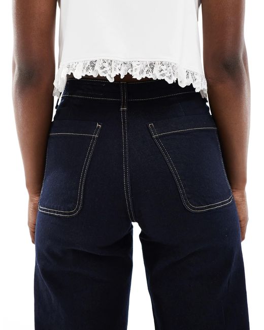 Jean à taille haute avec poches - indigo Bershka en coloris Blue