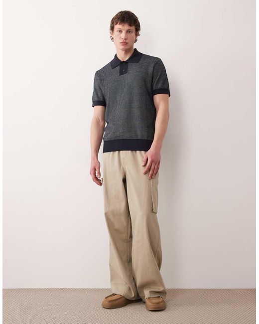Farah Gray Birch Short Sleeve Knitted Logo Polo Shirt for men