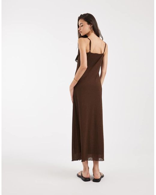 Vero Moda Brown Frill Trim Cami Midaxi Dress
