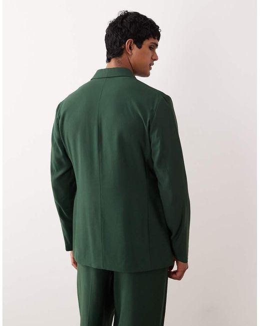 ASOS Green Double Breasted Wrap Regular Fit Suit Jacket for men