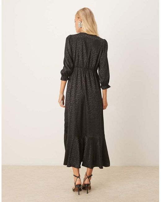 Lovedrobe Black Animal Jacquard Tie Neck High-Low Hem Dress