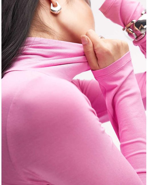 ASOS Pink Peached Feel Roll Neck Second Skin Top