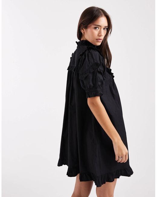 Miss Selfridge Black Lace Detail Mini Dress