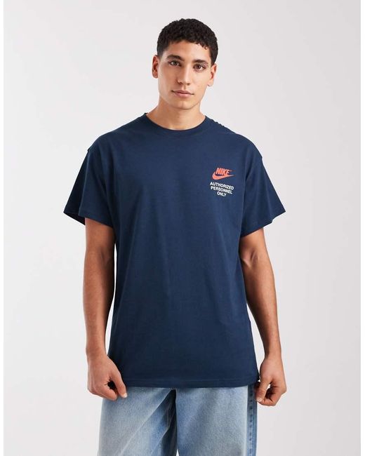 Nike Blue Swoosh Graphic Back Print T-Shirt for men