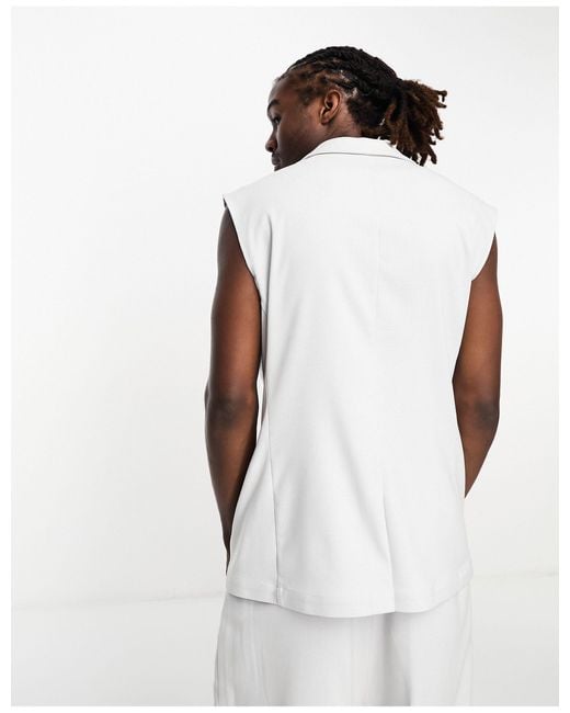 ASOS White Slim Sleeveless Suit Jacket for men