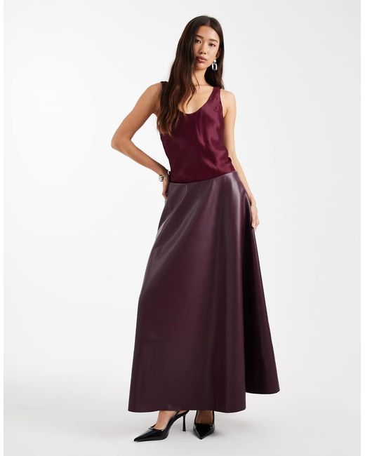 ASOS Red Full Circle Pu Skirt