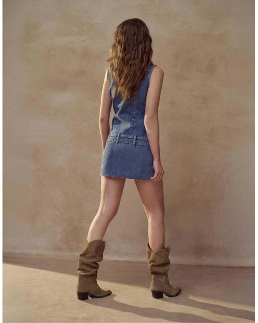 Pull&Bear Natural Short Denim Dress