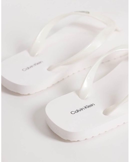 Calvin Klein Natural Jeans Metallic Flip Flops