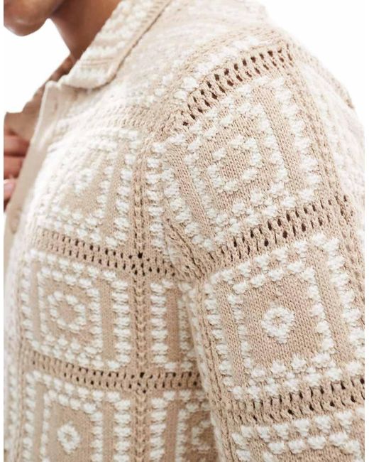 Only & Sons Natural Crochet Relaxed Fit Shirt for men