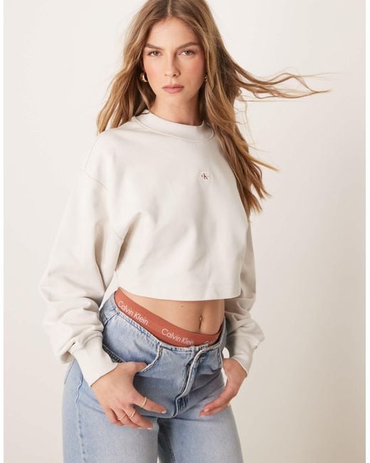 Calvin Klein White Woven Label Sweatshirt