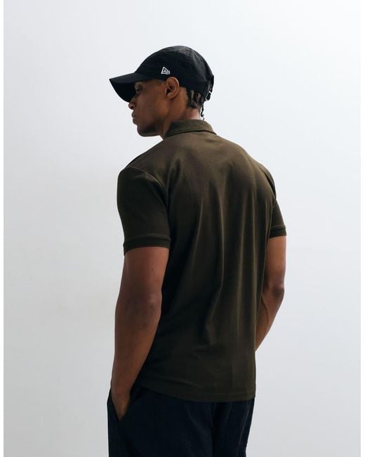 SELECTED Black Half Zip Polo for men