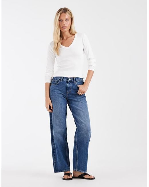 Vero Moda White Deep V-neck Long Sleeve T-shirt