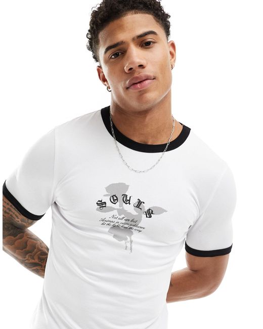 ASOS White Muscle Fit Ringer T-shirt for men
