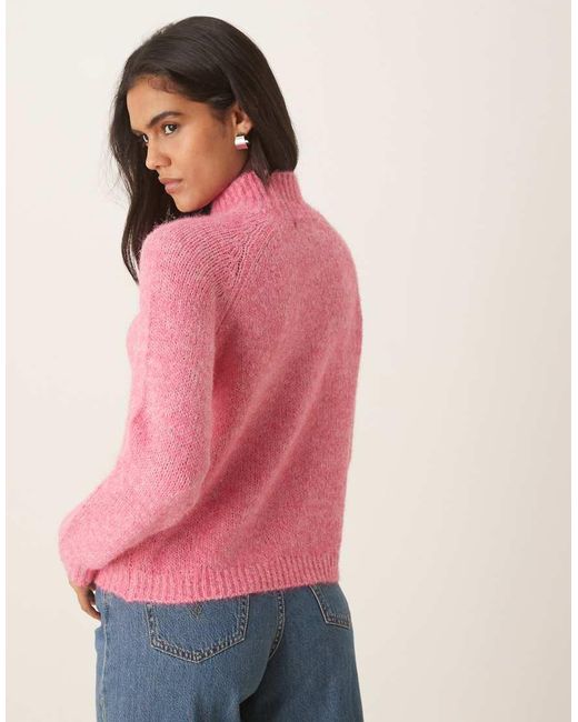 Jdy Pink High Neck Textured Knitted Jumper