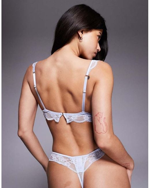 ASOS Gray Bridal Lola Lace Triangle Bralette With Bow Details