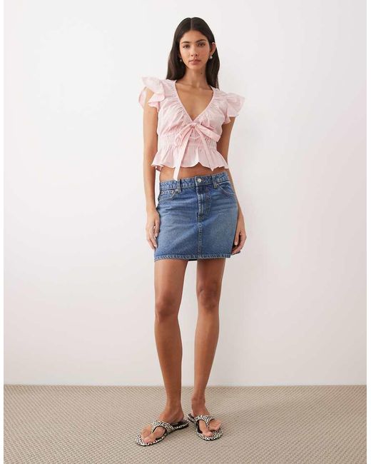 Wednesday's Girl Pink Ruffle Short Sleeve Blouse