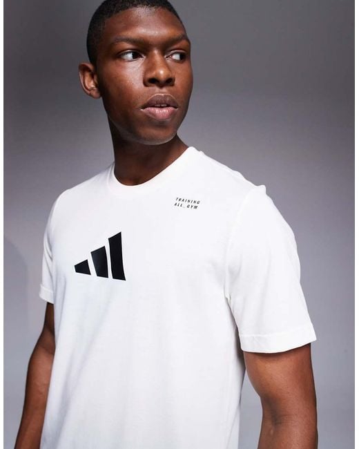 Adidas Originals White Adidas Training T-shirt With Graphic Print for men