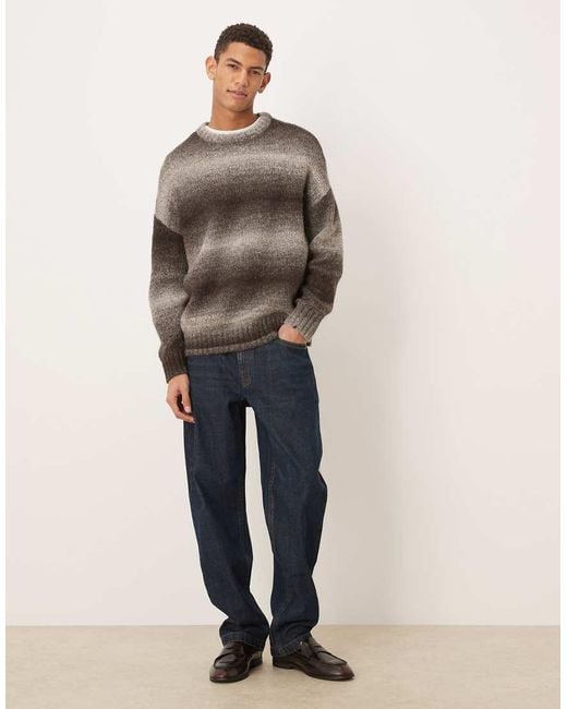 SELECTED Brown Oversized Ombre Wool Blend Jumper for men