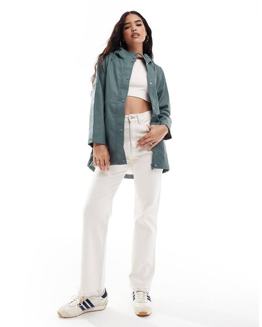 Vero Moda Blue Coated Rain Jacket With Hood