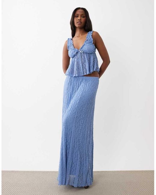 Gina Tricot Blue Co-ord Lace Maxi Skirt
