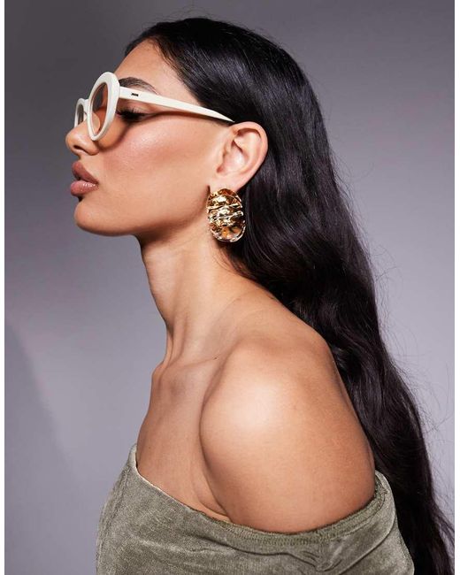 Kaiia Gray Exclusive Chunky Oval Frame Sunglasses
