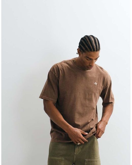 Adidas Originals Brown Essential Loose Fit T-shirt for men