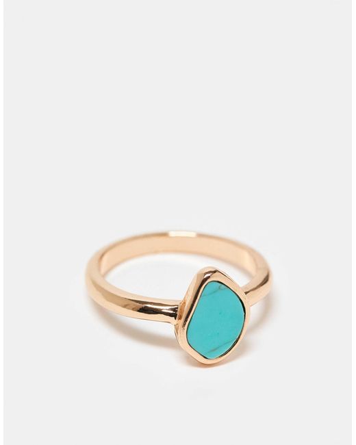 Bague avec pierre synthétique semi-précieuse ASOS en coloris Blue