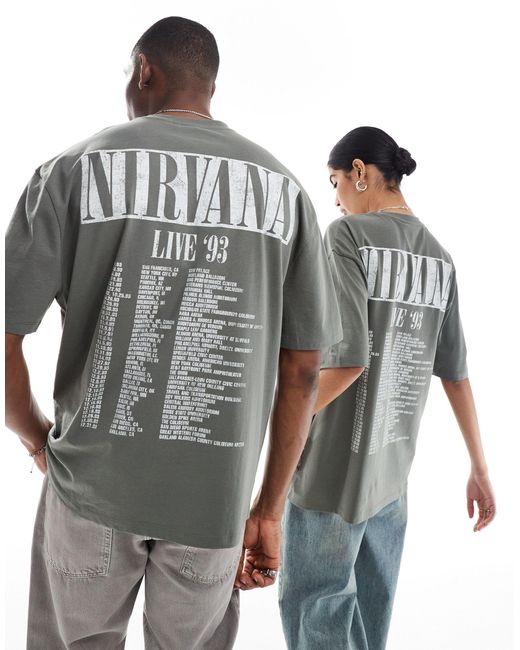 T-shirt unisexe oversize avec imprimés nirvana sous licence ASOS en coloris Blue