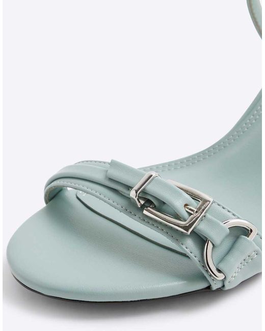 River Island Blue Buckle Detail Heeled Sandal