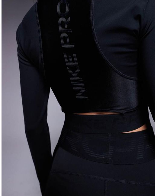 Nike Blue Nike Pro Training Dri-fit Cropped Long Sleeve Top