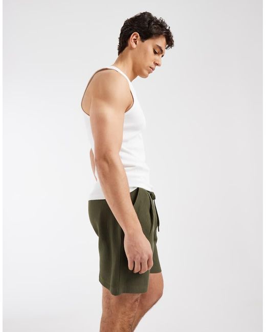ASOS Green Oversized Ribbed Shorts for men