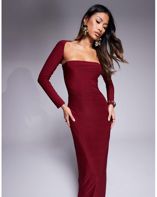 Kaiia Red – exclusive – figurbetontes, trägerloses, doppellagiges maxikleid