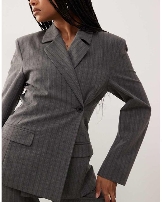Weekday Gestreepte Blazer in het Gray
