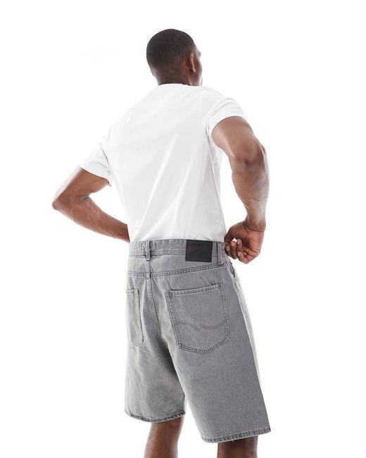 Pantalones Cortos Vaqueros Grises De Corte Suelto Tony De Jack & Jones de hombre de color White