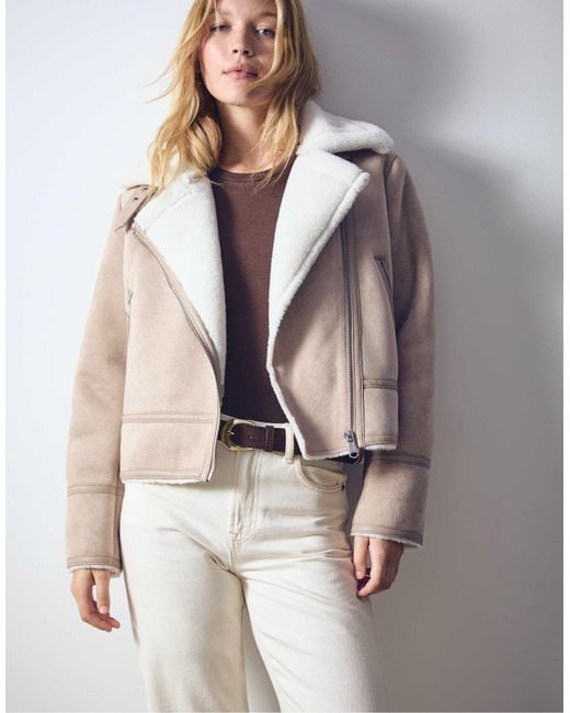 Stradivarius White – wildlederimitat-bikerjacke
