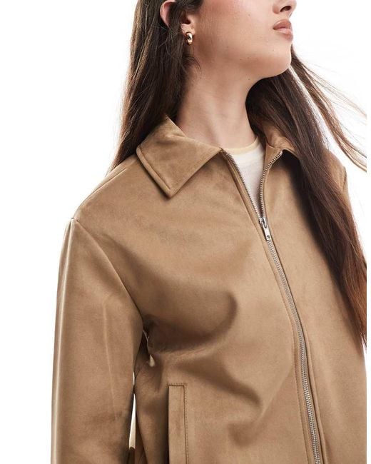Cotton On Natural Cotton On Drew Faux Suede Jacket