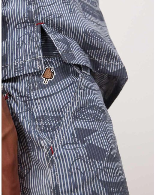 ICECREAM Blue Supplies Work All Over Printed Shorts Co-ord for men