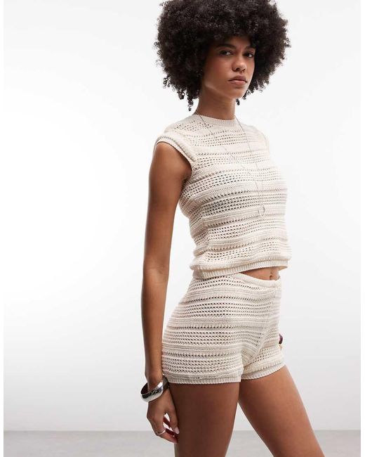 ASOS Natural Crochet Knit Miro Short Co-ord